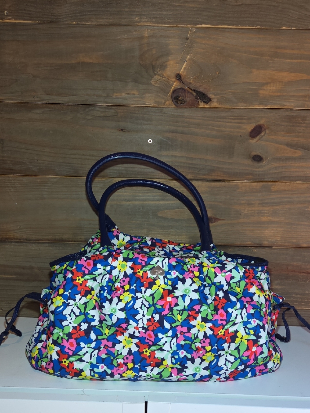 Kate Spade Navy Floral-Print Baby Bag